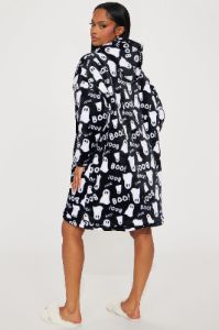 Queen Of Ghosting Plush PJ Hoodie - Black/White sold by Fashion Nova