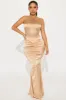 Amelia Satin Maxi Dress - Mocha sold by Fashion Nova