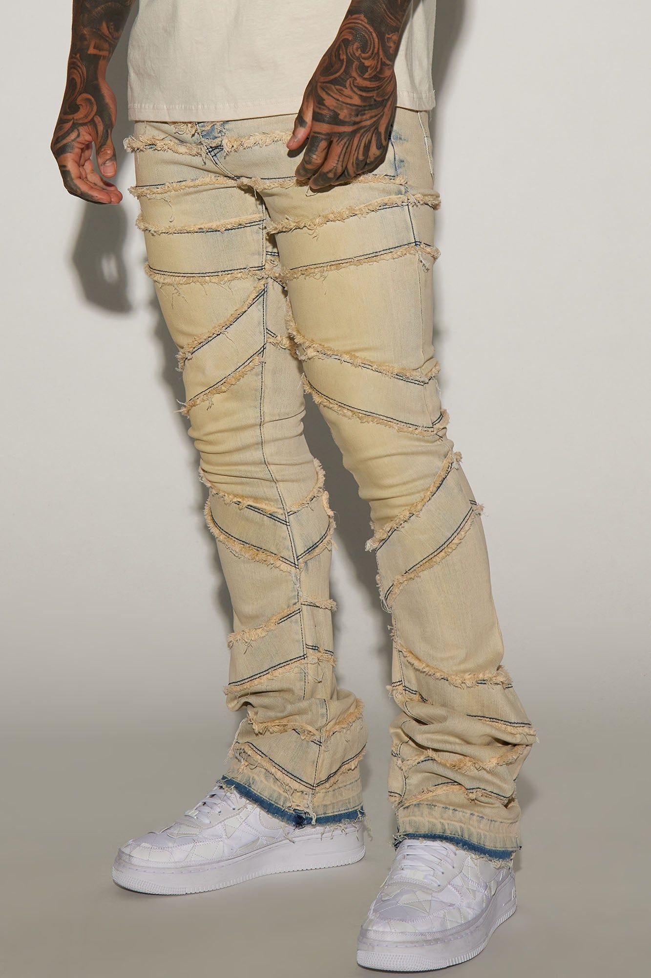 In All Ways Fray Stacked Skinny Flare Jeans - Vintage Wash sold by Fashion Nova