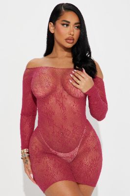 Open To New Love Dress Bodystocking - Wine sold by Fashion Nova