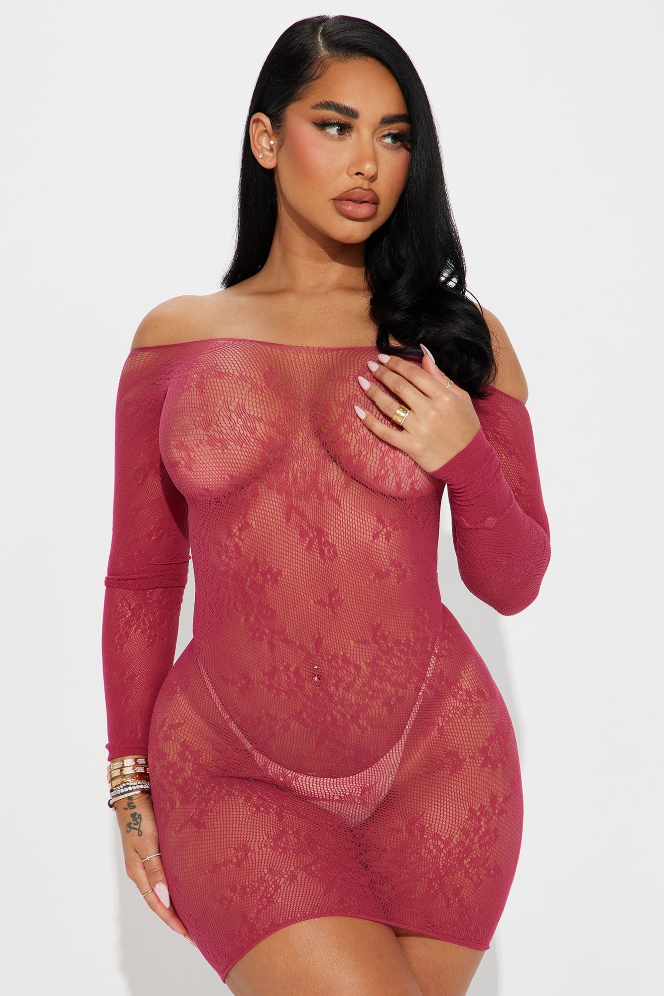 Open To New Love Dress Bodystocking - Wine sold by Fashion Nova