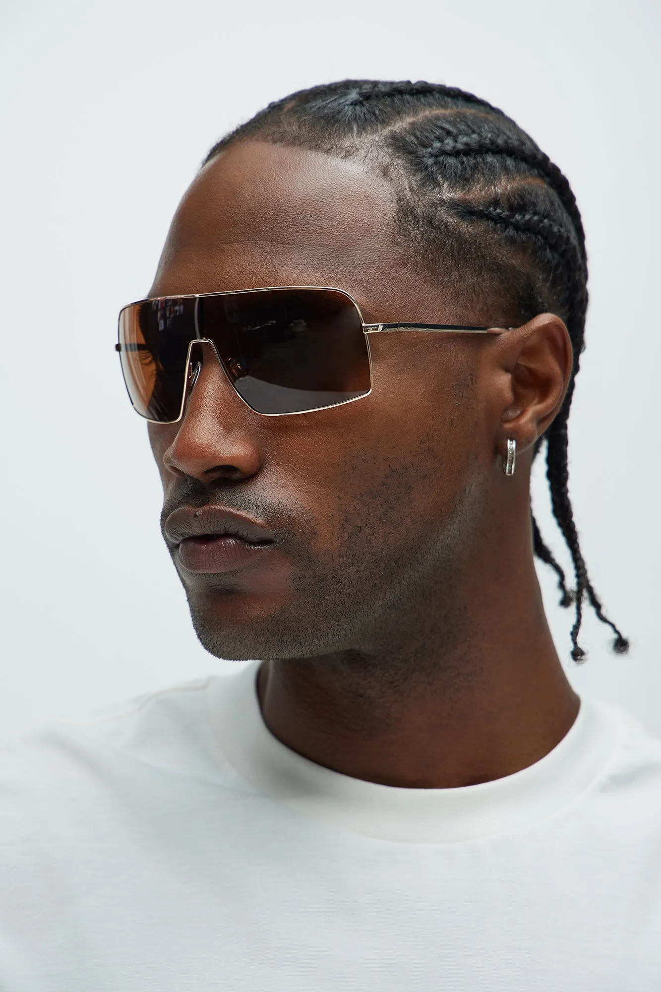 Hidden Pioneer Sunglasses - Gold/Brown sold by Fashion Nova