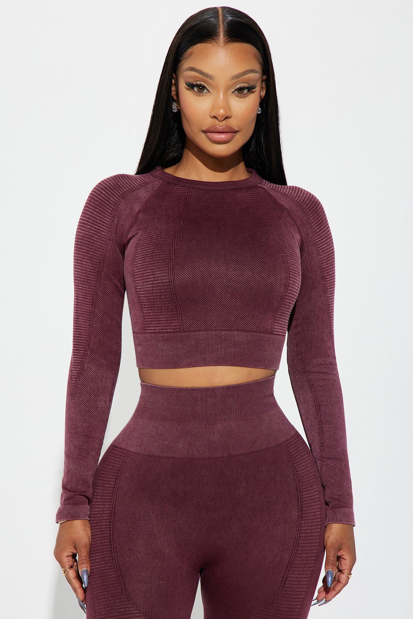 Keep The Flow Active Top - Burgundy sold by Fashion Nova