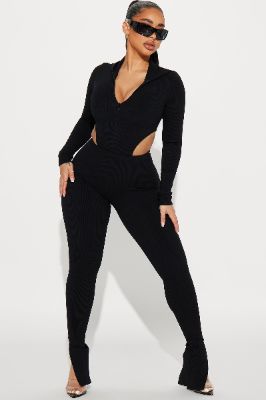 Alana Snatched Jumpsuit - Black sold by Fashion Nova
