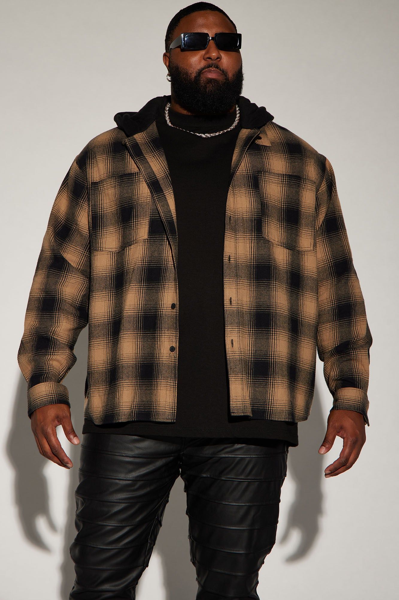 Time Gon Tell Hooded Oversized Shacket - Tan/Multi sold by Fashion Nova product image thumbnail 4