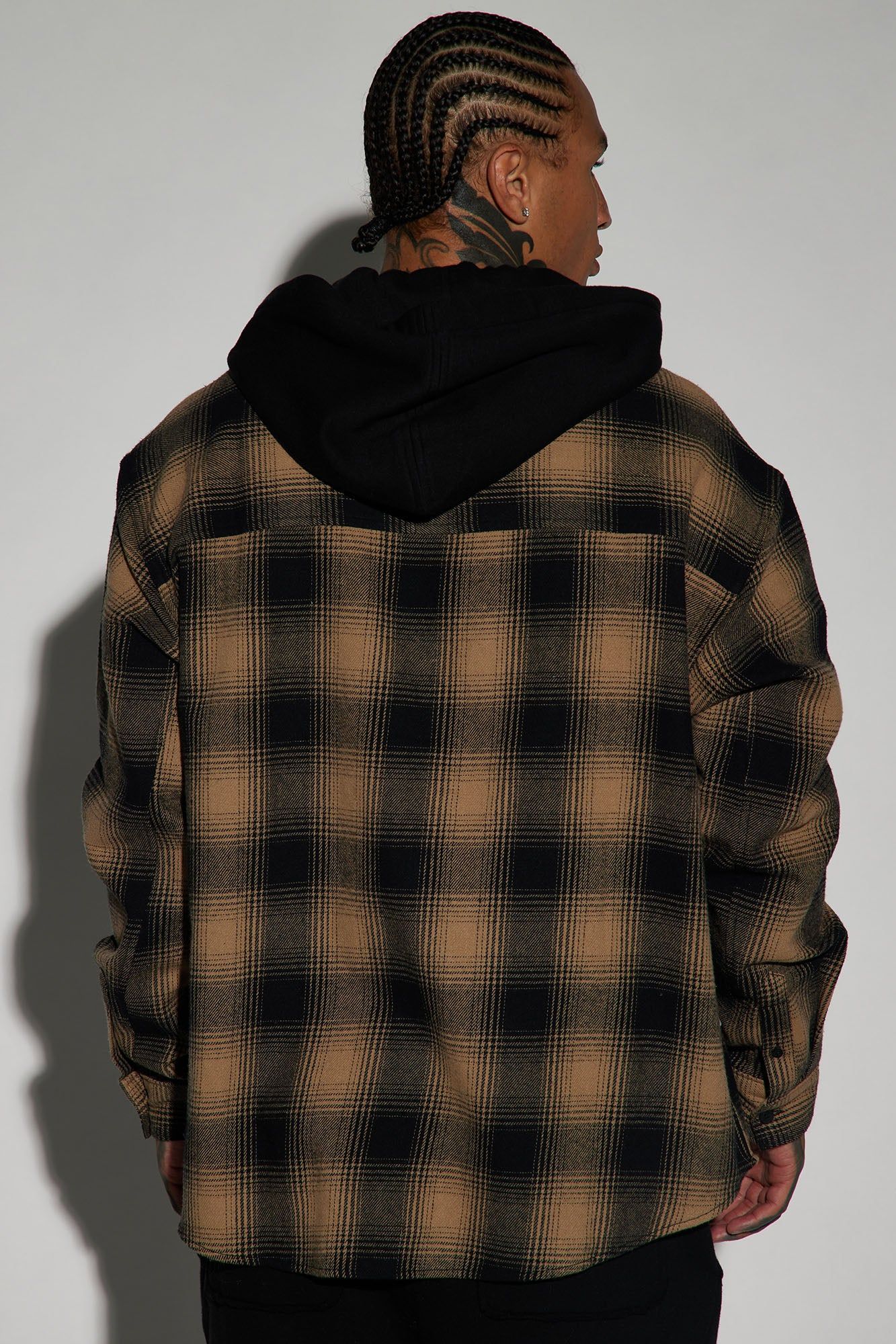 Time Gon Tell Hooded Oversized Shacket - Tan/Multi sold by Fashion Nova product image thumbnail 3