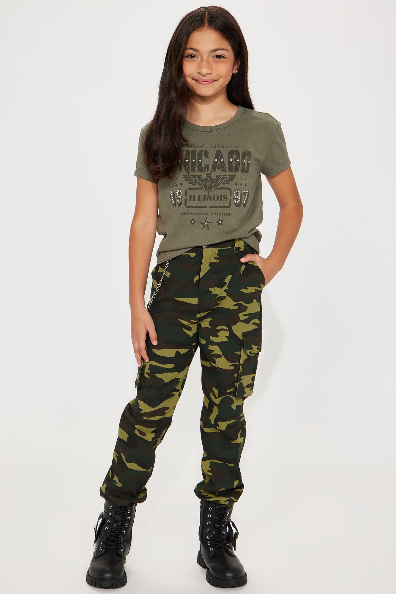 Mini Chicago Embellished Tee - Olive - Olive sold by Fashion Nova product image thumbnail 3