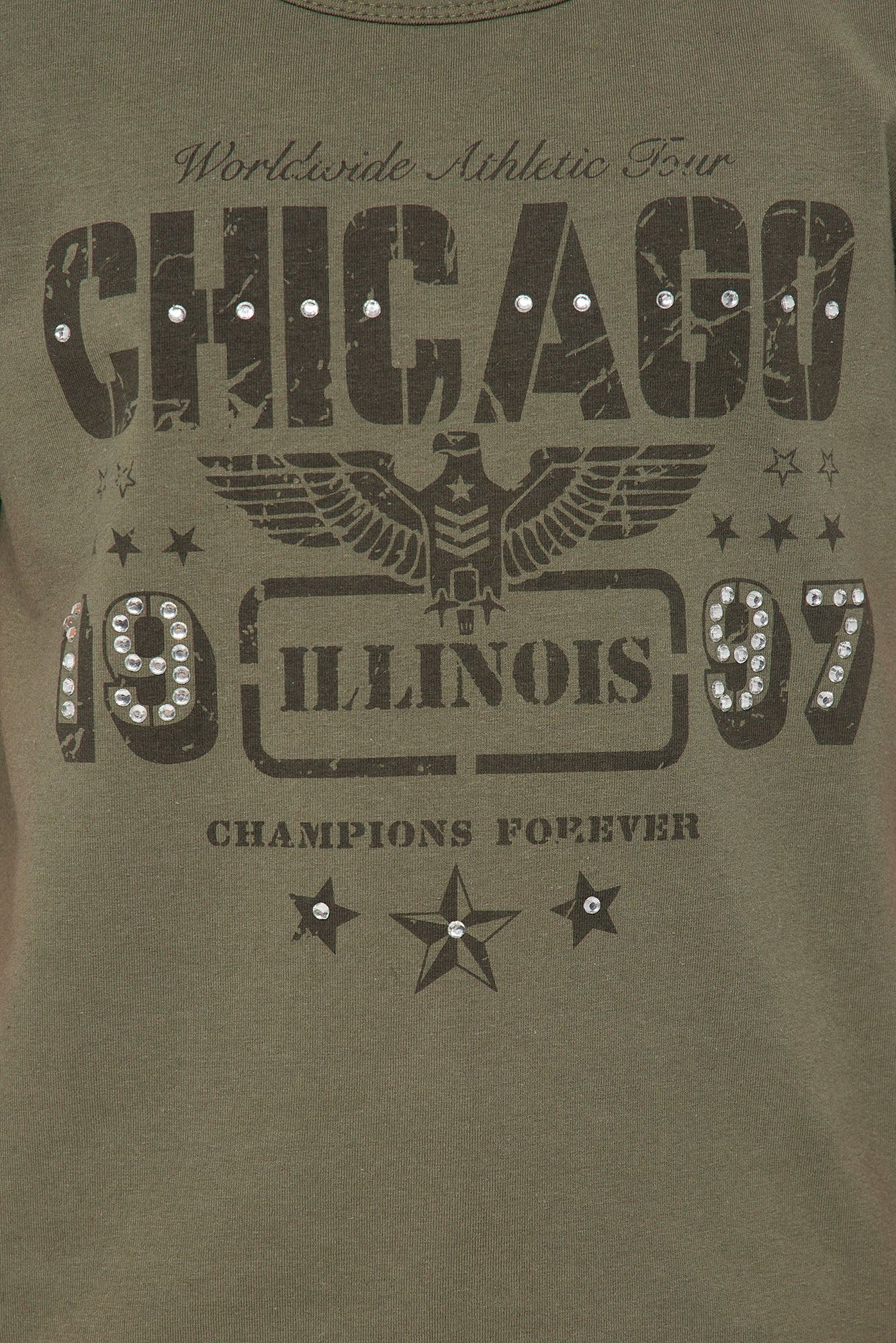 Mini Chicago Embellished Tee - Olive - Olive sold by Fashion Nova product image thumbnail 4