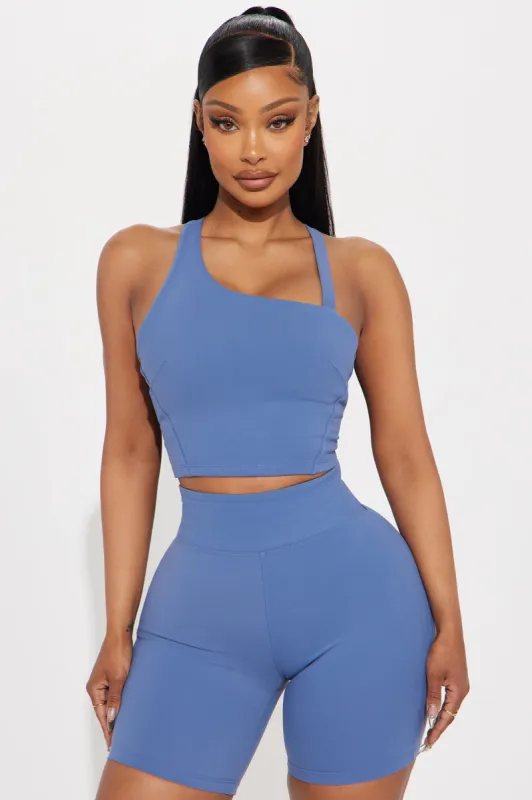 Body Burn Super Soft Active Top - Slate Blue sold by Fashion Nova