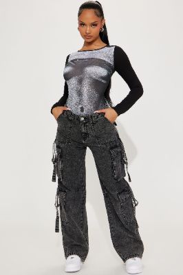 Unphased Mineral Wash Cargo Pant - Black sold by Fashion Nova