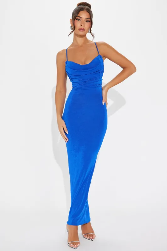 Rebecca Slinky Maxi Dress - Royal sold by Fashion Nova
