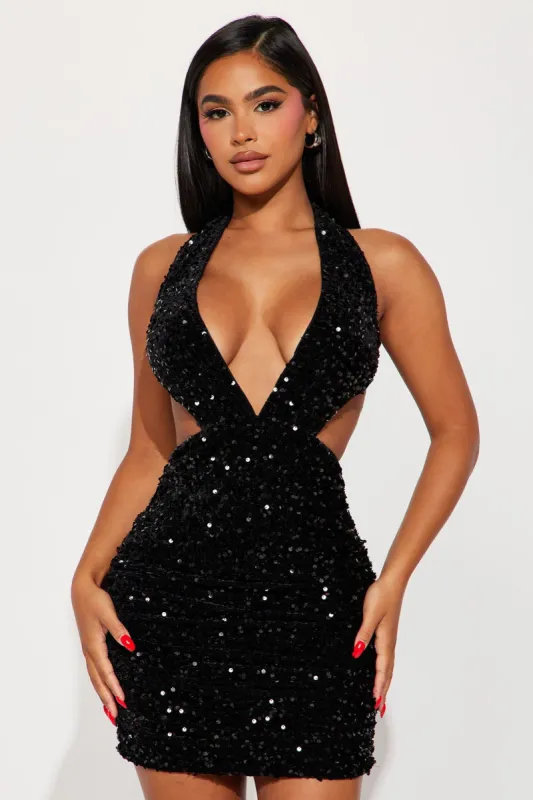 Atlantic Sequin Mini Dress - Black sold by Fashion Nova