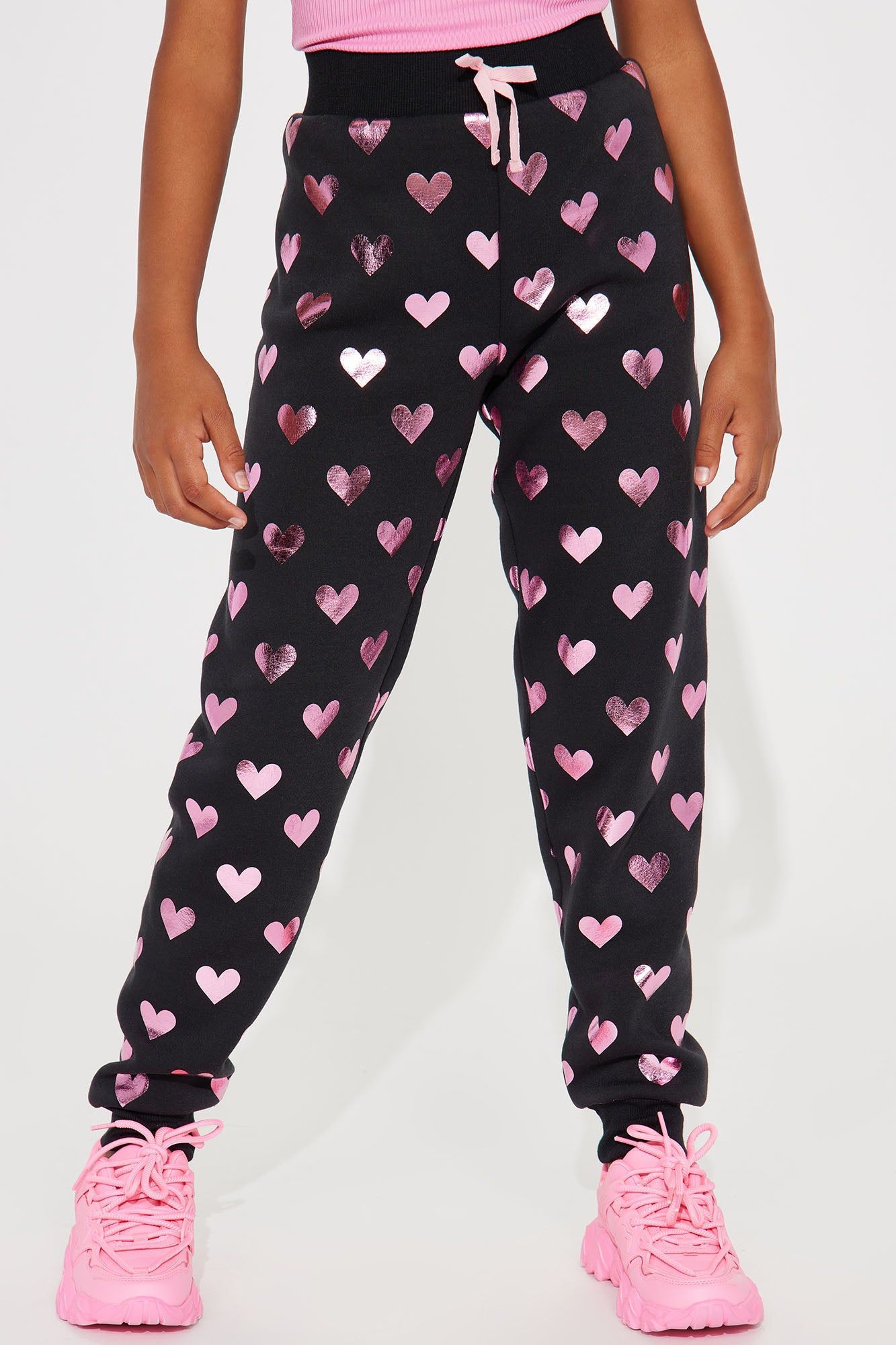 Mini I Have Heart Fleece Joggers - Black/Pink sold by Fashion Nova product image thumbnail 2