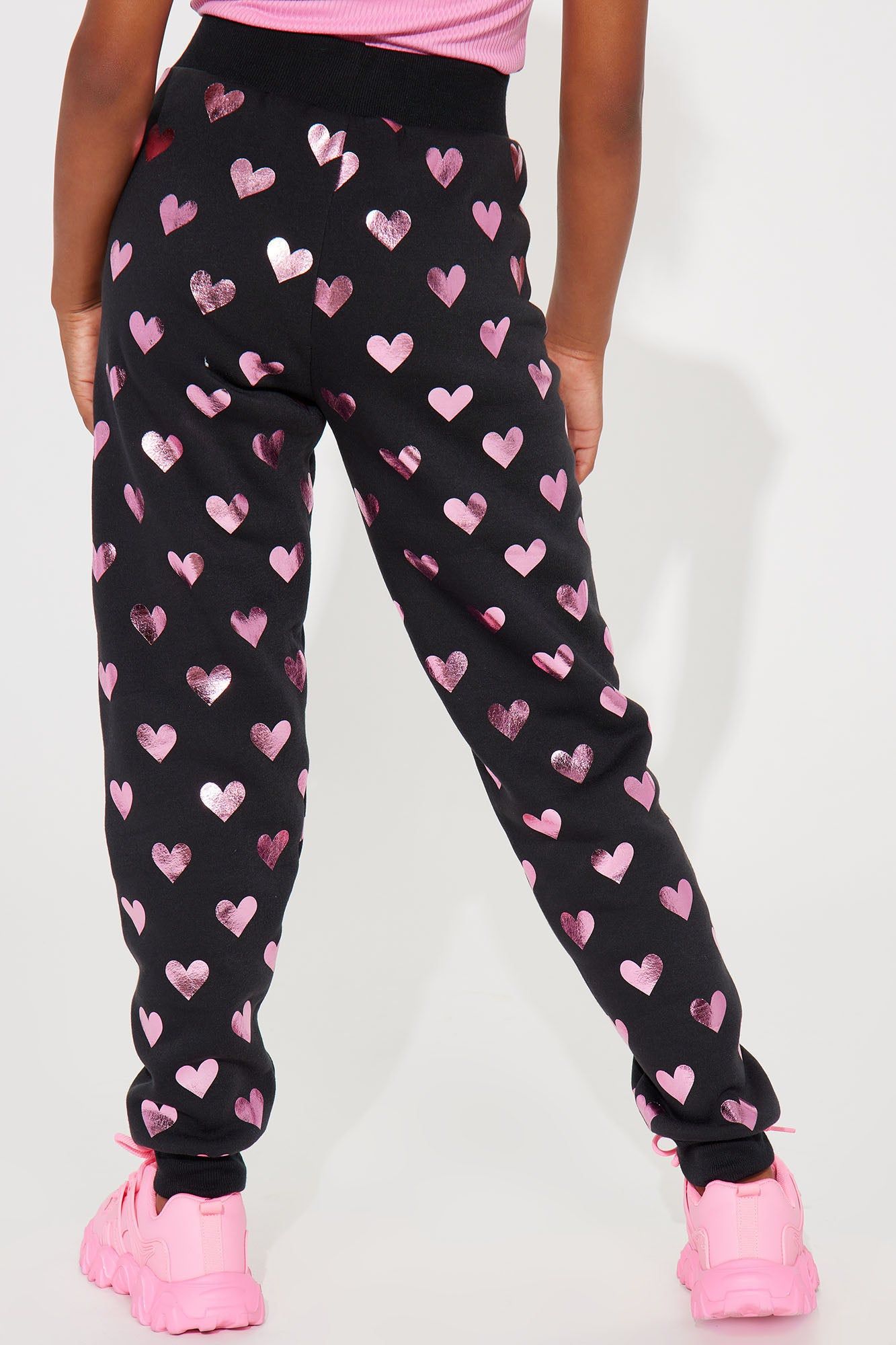 Mini I Have Heart Fleece Joggers - Black/Pink sold by Fashion Nova product image thumbnail 4