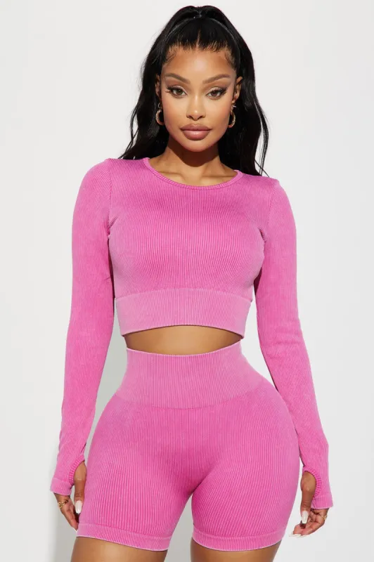 Sonia Washed Active Top - Pink made by Fashion Nova