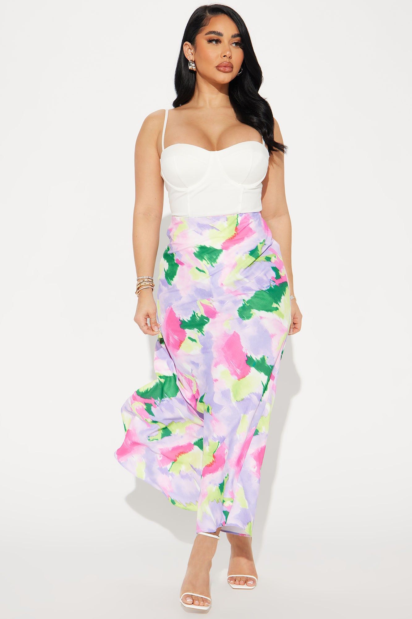 Brighter Days Satin Maxi Skirt - Multi Color sold by Fashion Nova