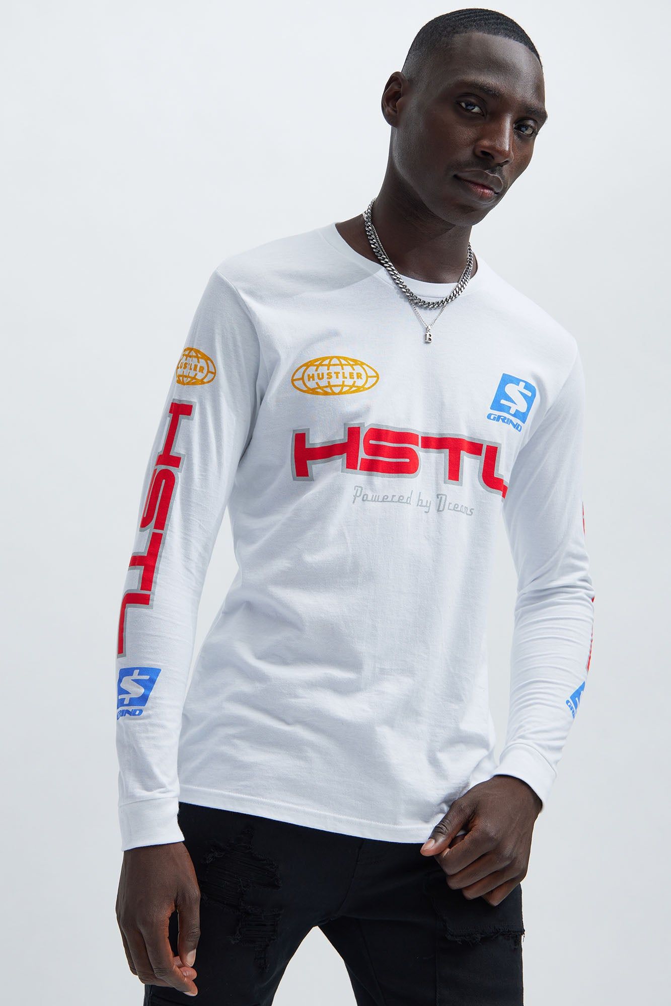 HSTL Racing Long Sleeve Tee - White sold by Fashion Nova