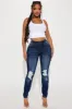 Kalisha Stretch Ripped Skinny Jeans - Dark Wash sold by Fashion Nova