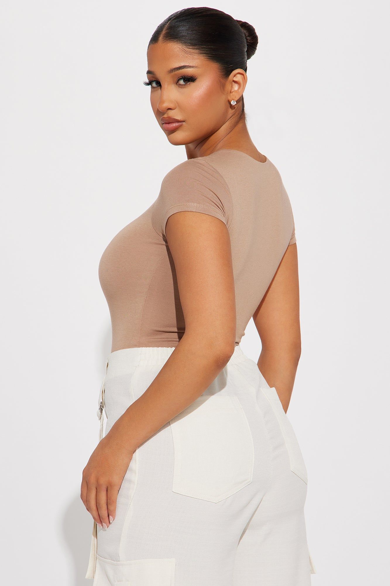 Samara Double Layered Bodysuit - Taupe sold by Fashion Nova product image thumbnail 4