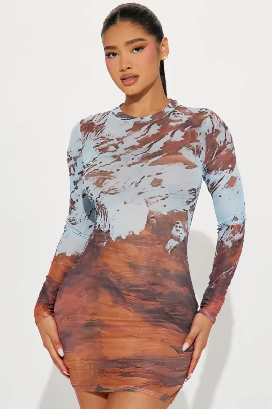 Born To Roam Mesh Mini Dress - Multi Color sold by Fashion Nova