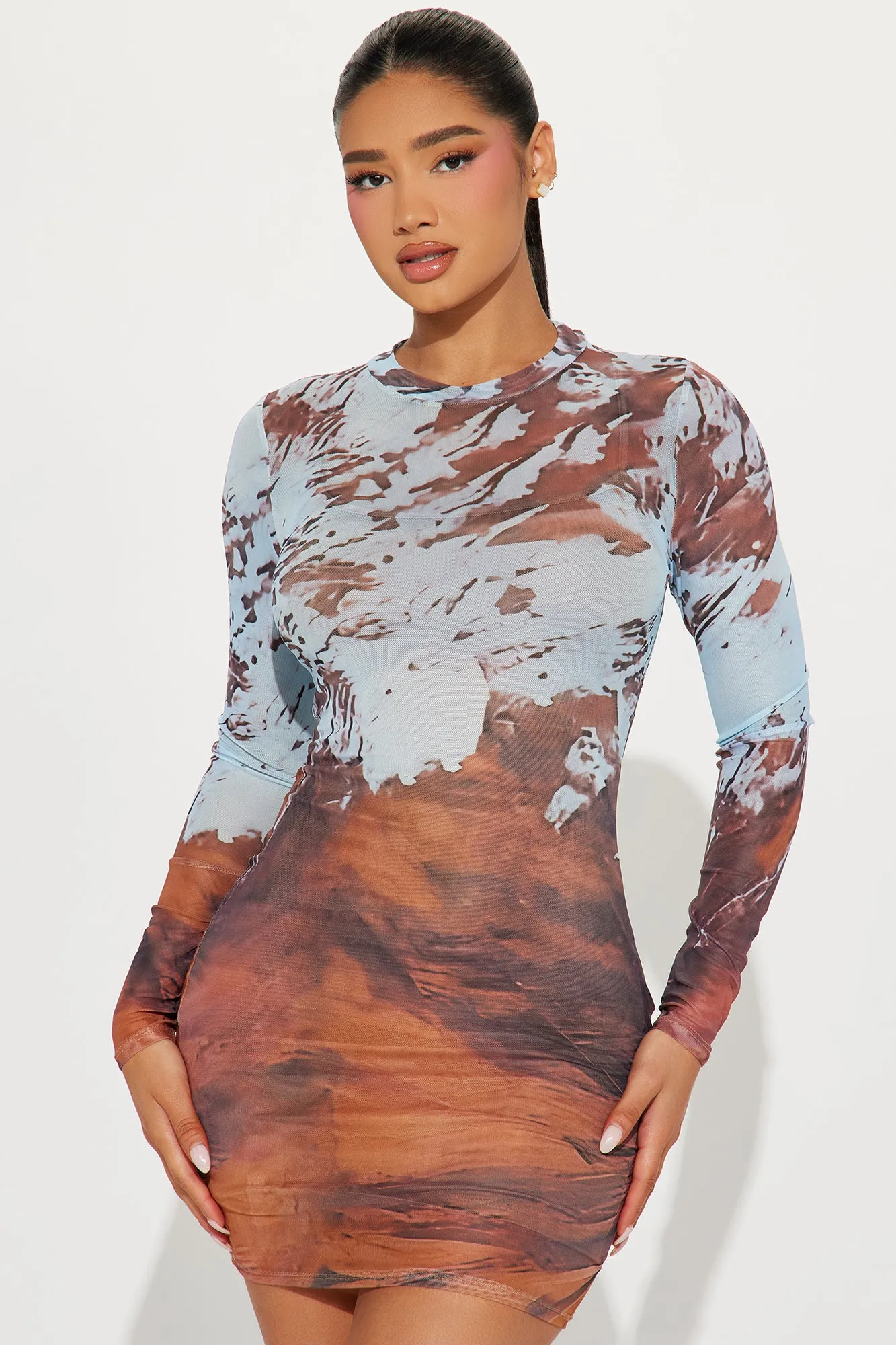 Born To Roam Mesh Mini Dress - Multi Color sold by Fashion Nova