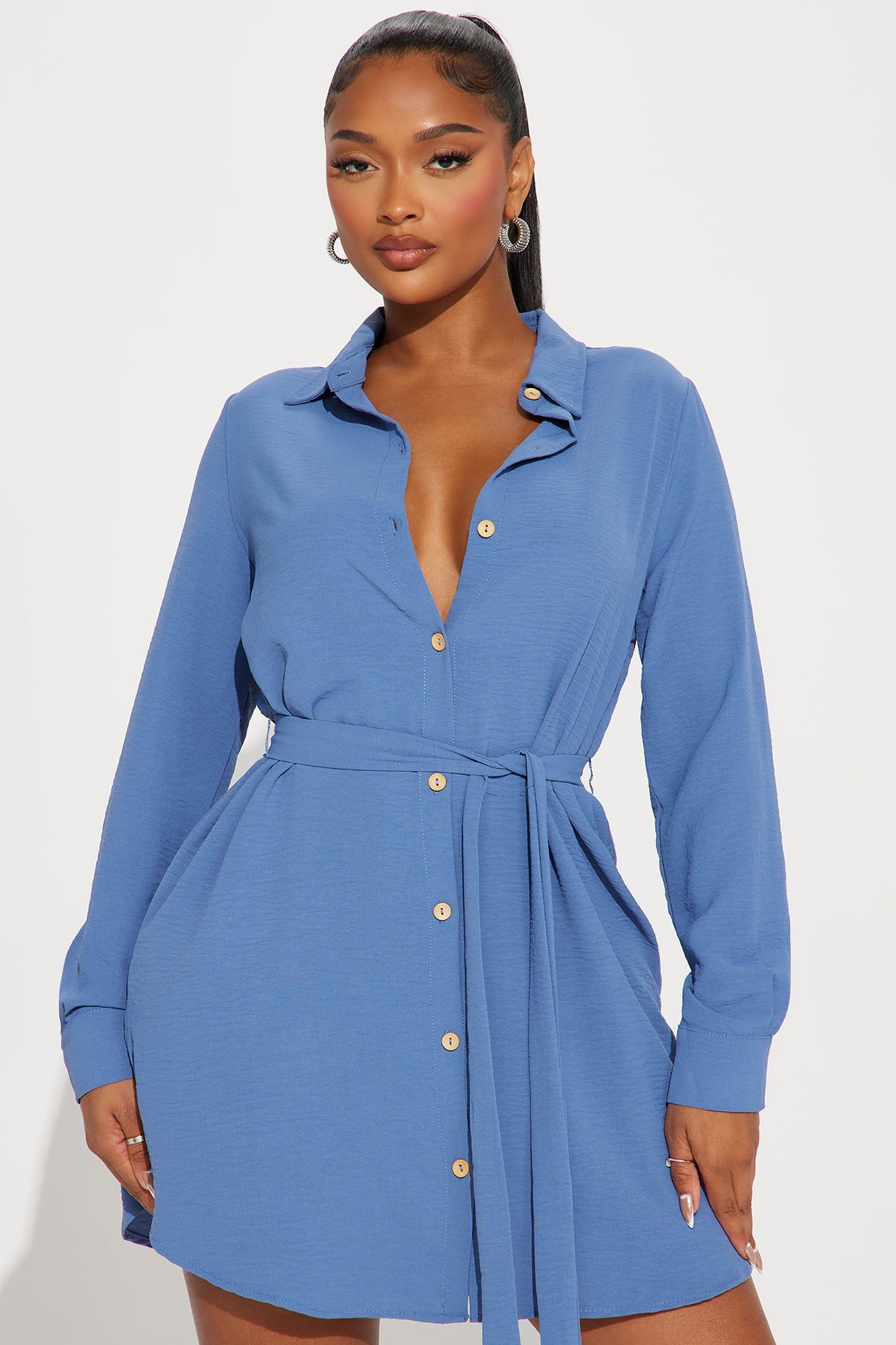 Eliana Mini Shirt Dress - Blue sold by Fashion Nova product image thumbnail 2