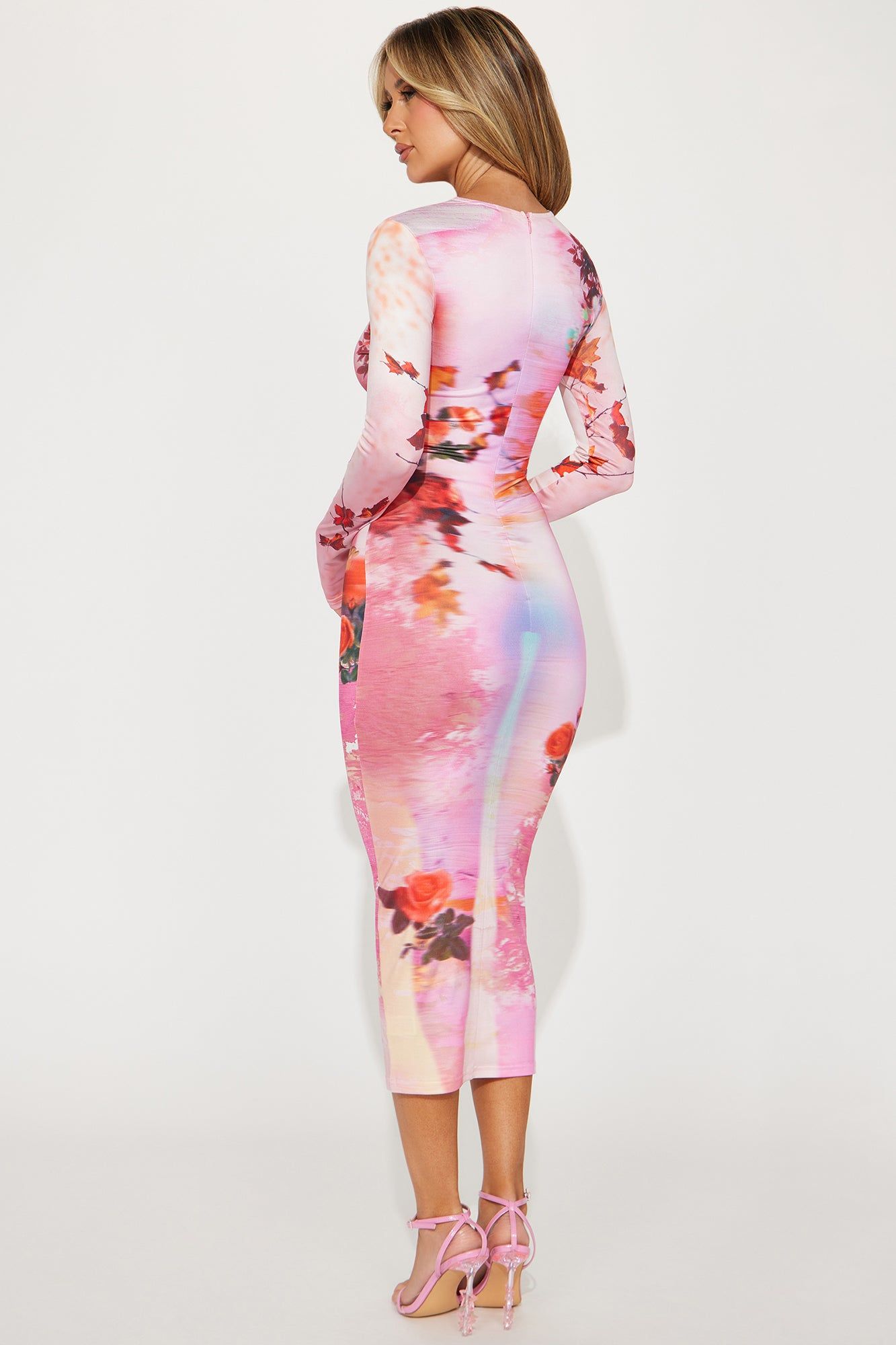 Danielle Long Sleeve Maxi Dress - Pink/combo sold by Fashion Nova product image thumbnail 3