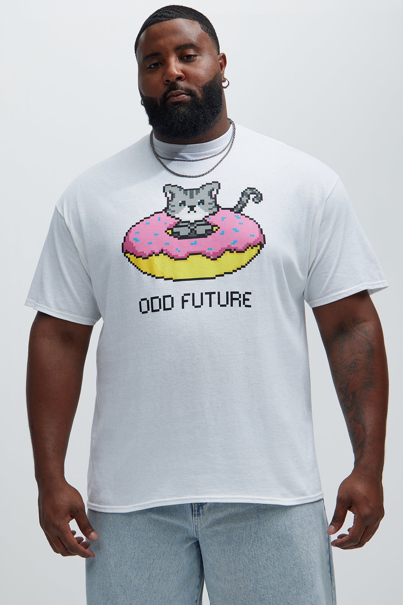 Odd Future Pixel Donut Cat Short Sleeve Tee - White sold by Fashion Nova product image thumbnail 4
