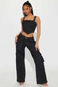 Allyson Denim Pant Set - Dark Wash sold by Fashion Nova