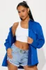 Presley Faux Suede Shirt - Blue sold by Fashion Nova