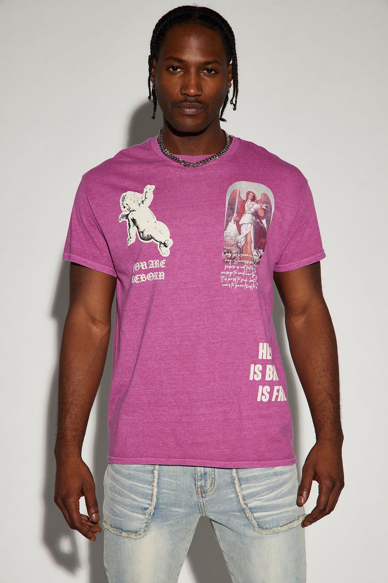 Brave Is Free Short Sleeve Tee - Burgundy sold by Fashion Nova