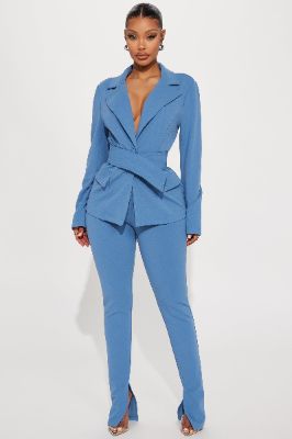 Point Of Interest Pant Set - Dusty Blue sold by Fashion Nova