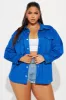 Presley Faux Suede Shirt - Blue sold by Fashion Nova