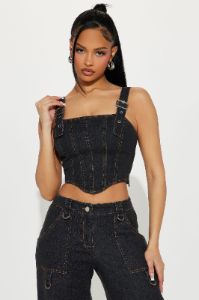 Allyson Denim Pant Set - Dark Wash sold by Fashion Nova