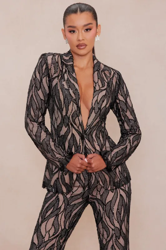 Melbourne Sequin Blazer - Black sold by Fashion Nova