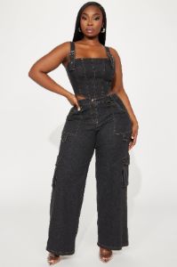 Allyson Denim Pant Set - Dark Wash sold by Fashion Nova