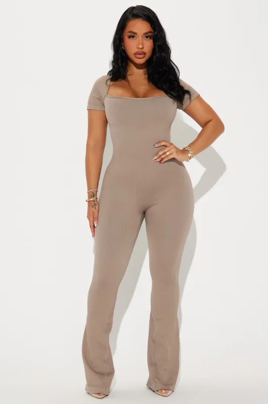 Sarah Waist Cinch Seamless Jumpsuit - Mocha sold by Fashion Nova