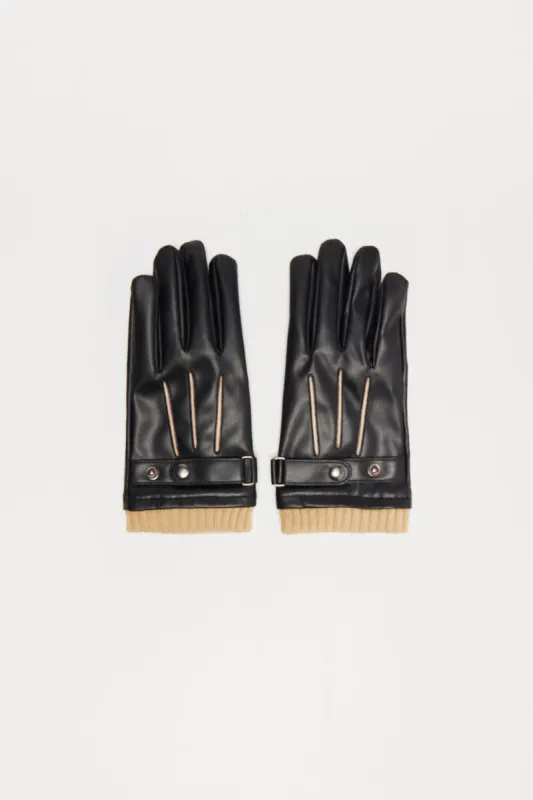 Central Park Faux Leather Gloves - Black sold by Fashion Nova