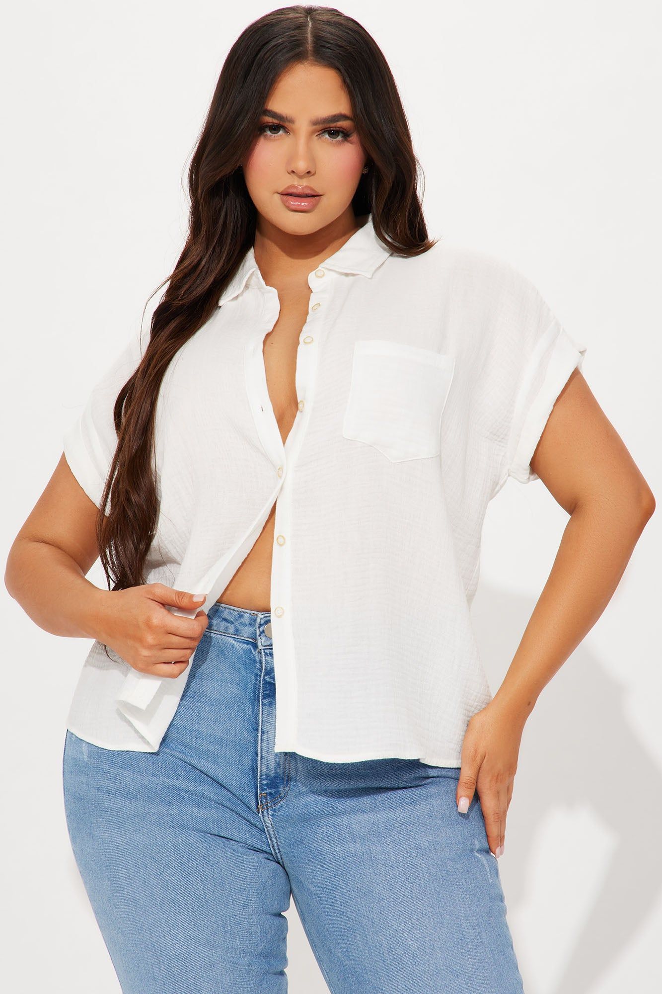 Polly Shirt - Off White sold by Fashion Nova product image thumbnail 4