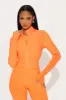 The Best Assets Textured Crop Active Jacket - Orange sold by Fashion Nova