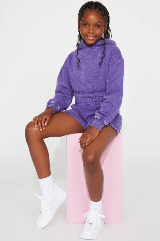 Mini Full Of Heart Washed Lounge Set - Purple sold by Fashion Nova