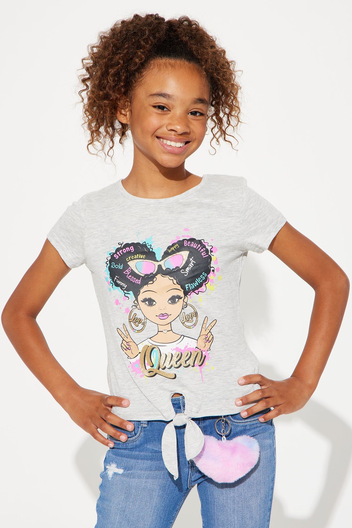 Mini Cute Girl Short Sleeve Tee - Heather Grey sold by Fashion Nova