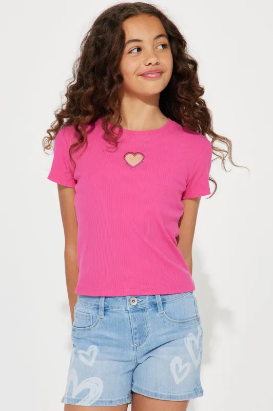 Mini Love Girl Rhinestone Tee - Pink sold by Fashion Nova