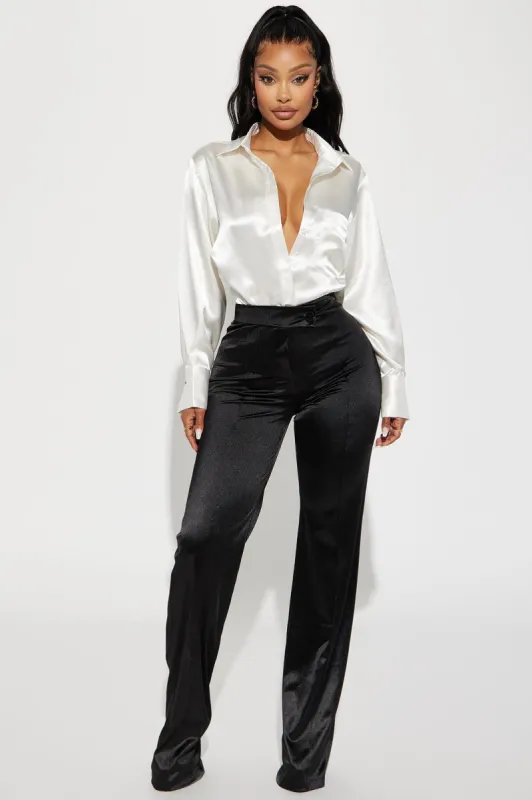 Call It Even Wide Leg Satin Dress Pants - Black sold by Fashion Nova