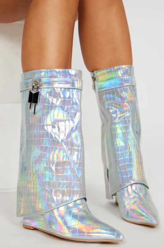 Opening Night Booties - Iridescent sold by Fashion Nova