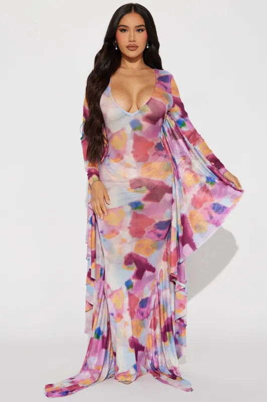 Mariposa Mesh Maxi Dress - Pink/combo sold by Fashion Nova