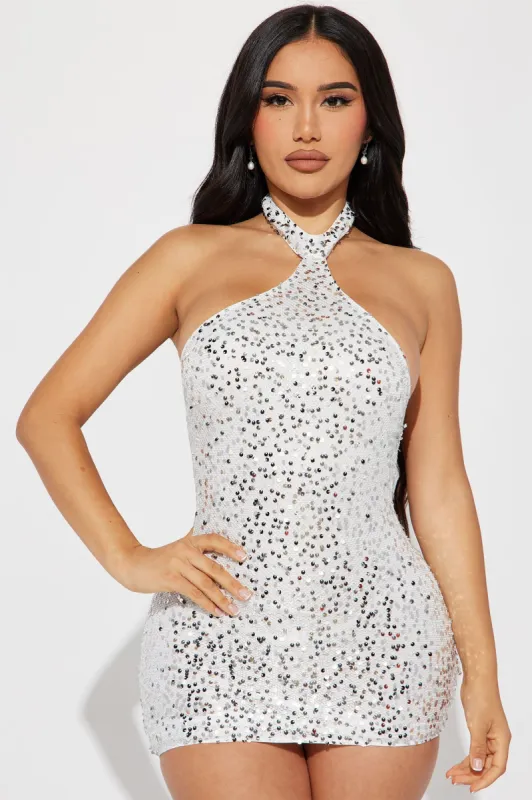 Dolce Vita Sequin Mini Dress - White sold by Fashion Nova