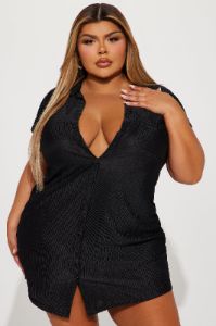 Madelyn Mini Shirt Dress - Black sold by Fashion Nova