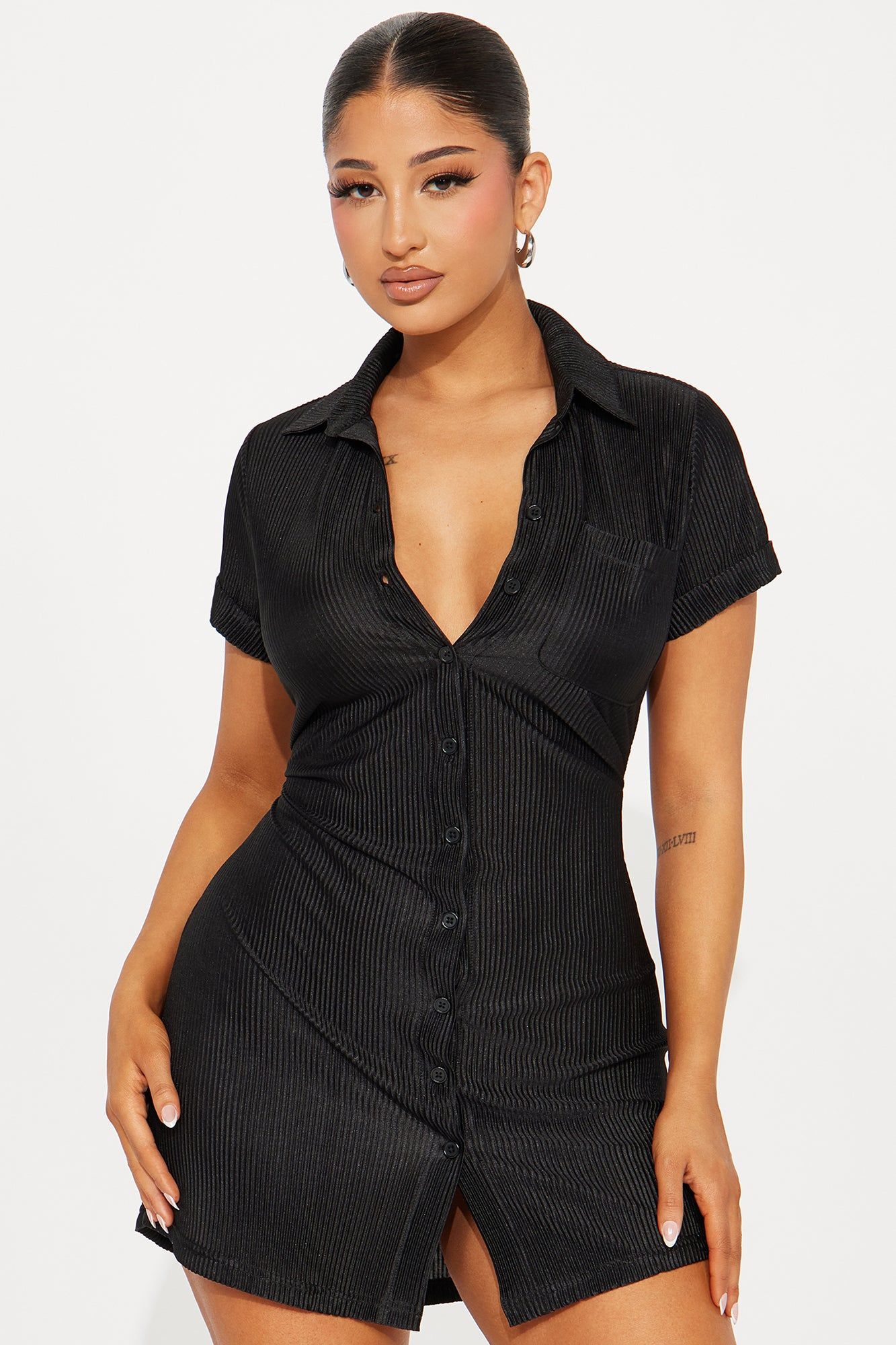 Madelyn Mini Shirt Dress - Black sold by Fashion Nova product image thumbnail 2