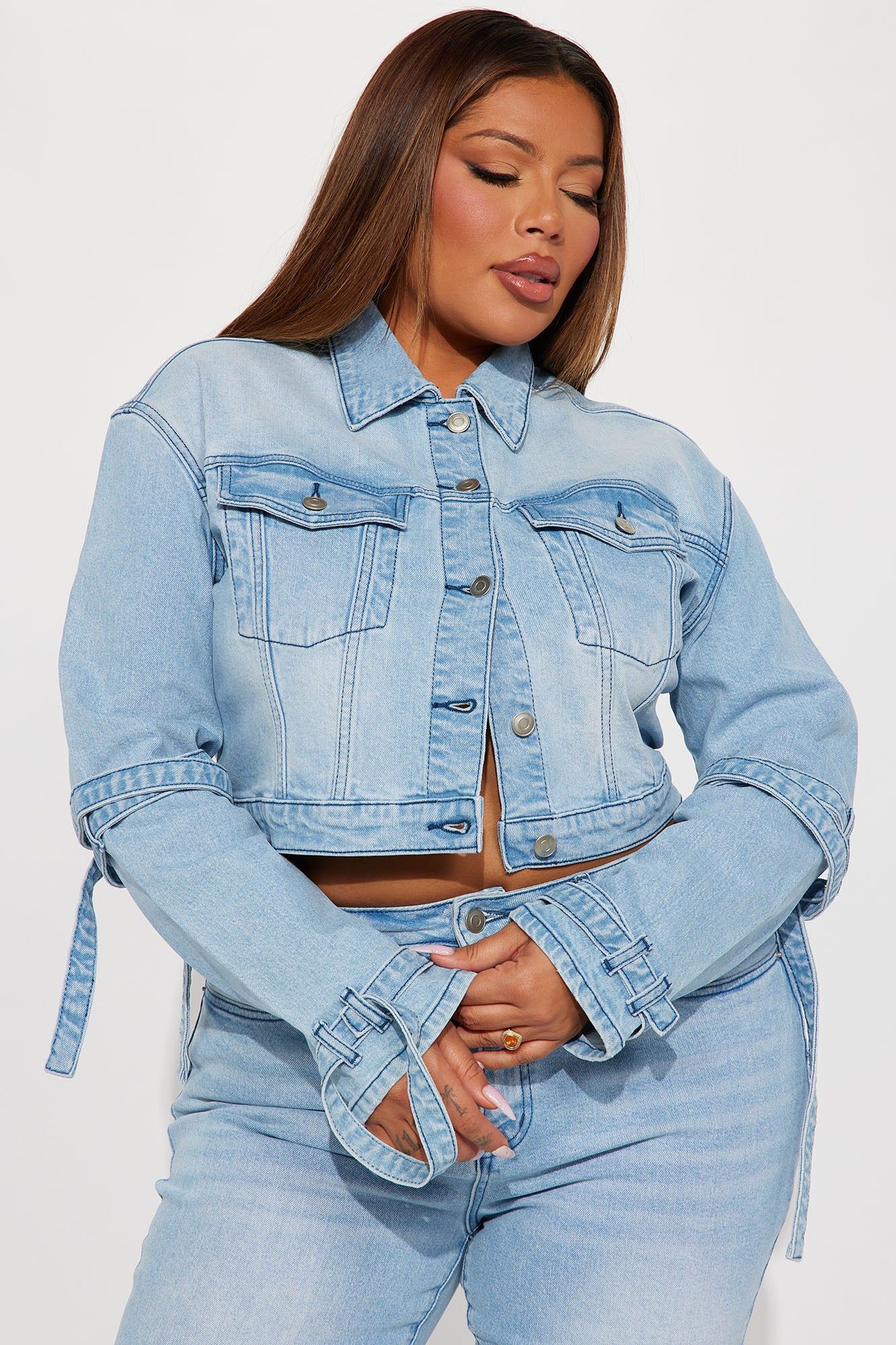 All Tied Up Stretch Denim Jacket - Light Wash sold by Fashion Nova product image thumbnail 4